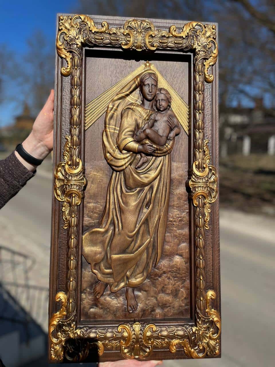 Sistine Madonna Wooden Sculpture - Kozak Work Shop