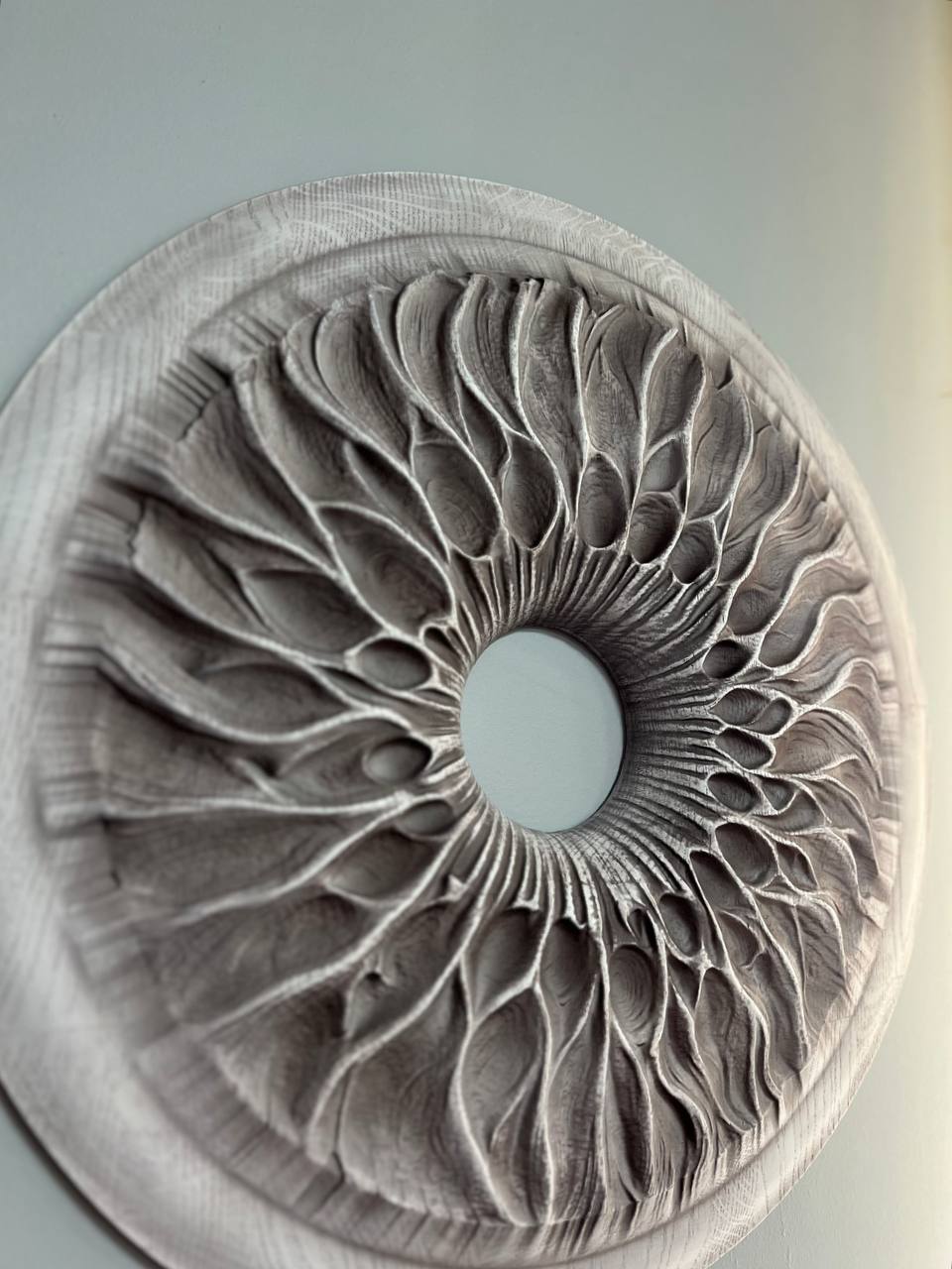 Handcarved Wooden Iris Wall Art – Organic Eye-Inspired Decor for Modern Interiors - Kozak Work Shop