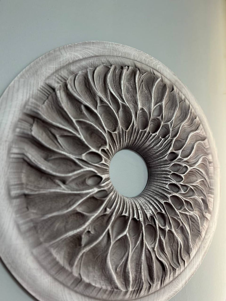 Handcarved Wooden Iris Wall Art – Organic Eye-Inspired Decor for Modern Interiors - Kozak Work Shop