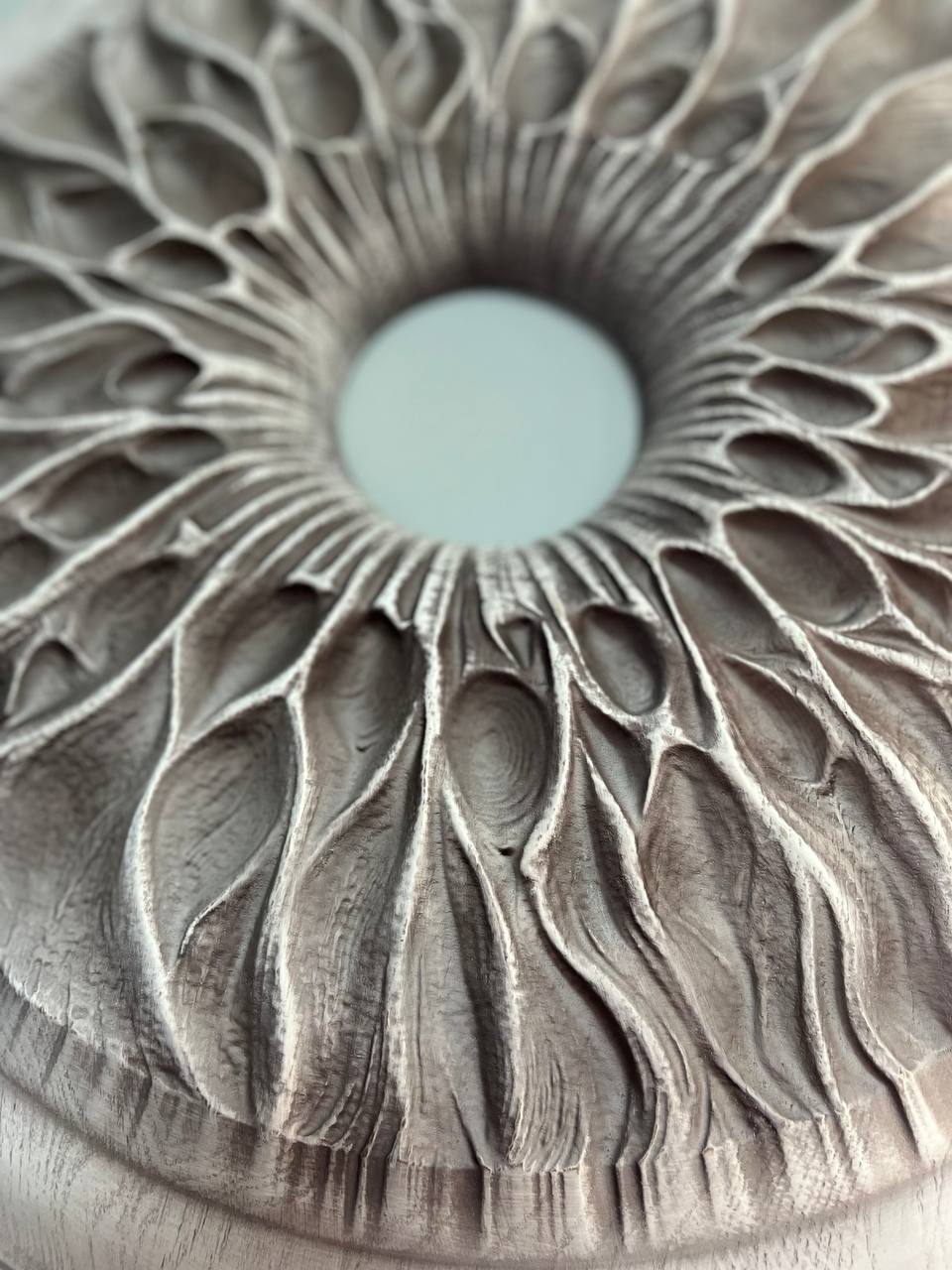 Handcarved Wooden Iris Wall Art – Organic Eye-Inspired Decor for Modern Interiors - Kozak Work Shop