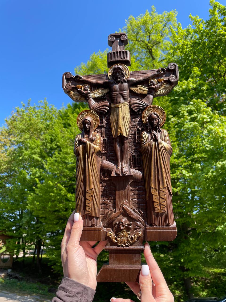 Hand-Painted Christian Wall Art Golgotha icon - Kozak Work Shop