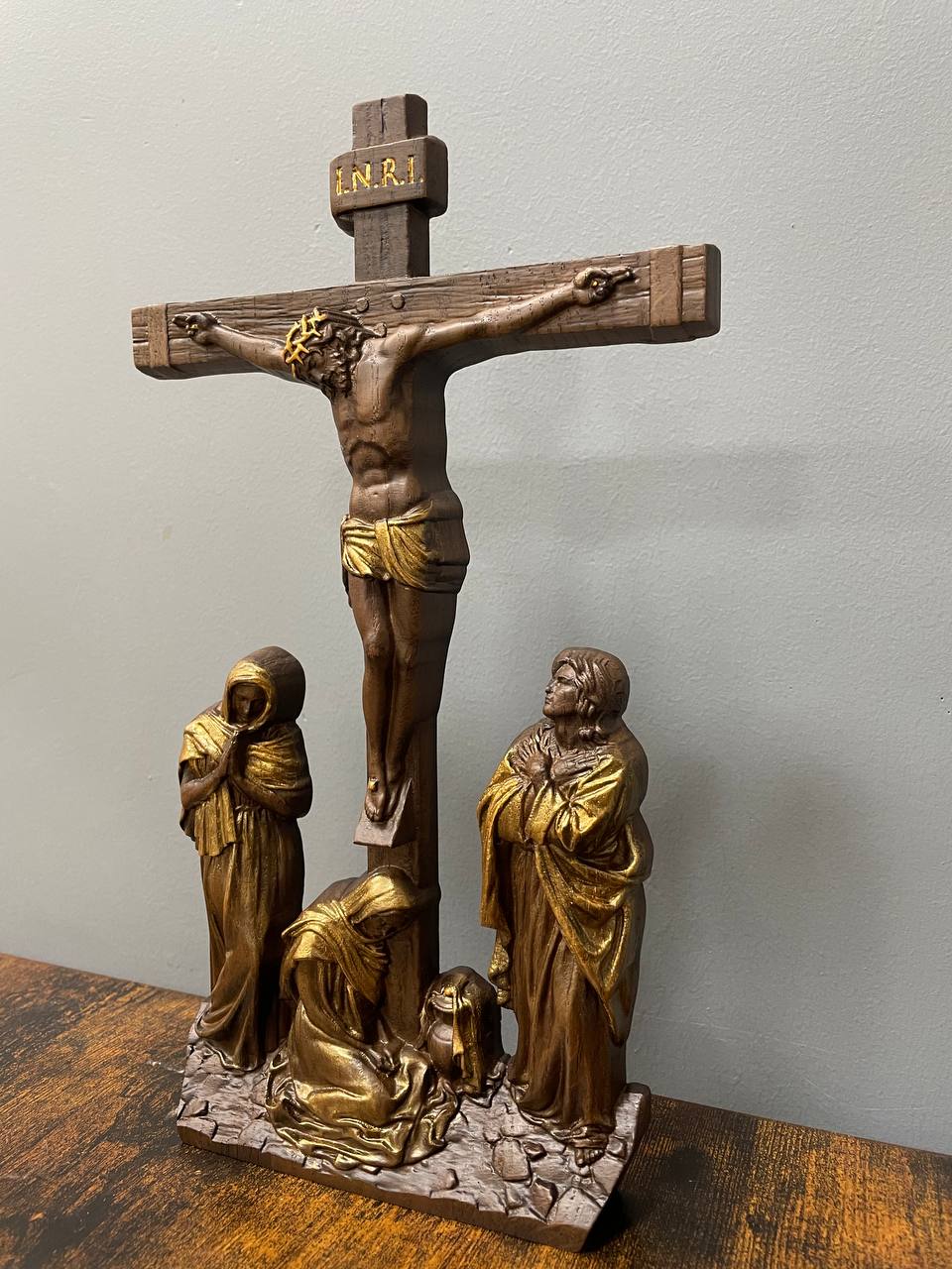 Wall Wooden Carved  Golgotha on the stand - Kozak Work Shop