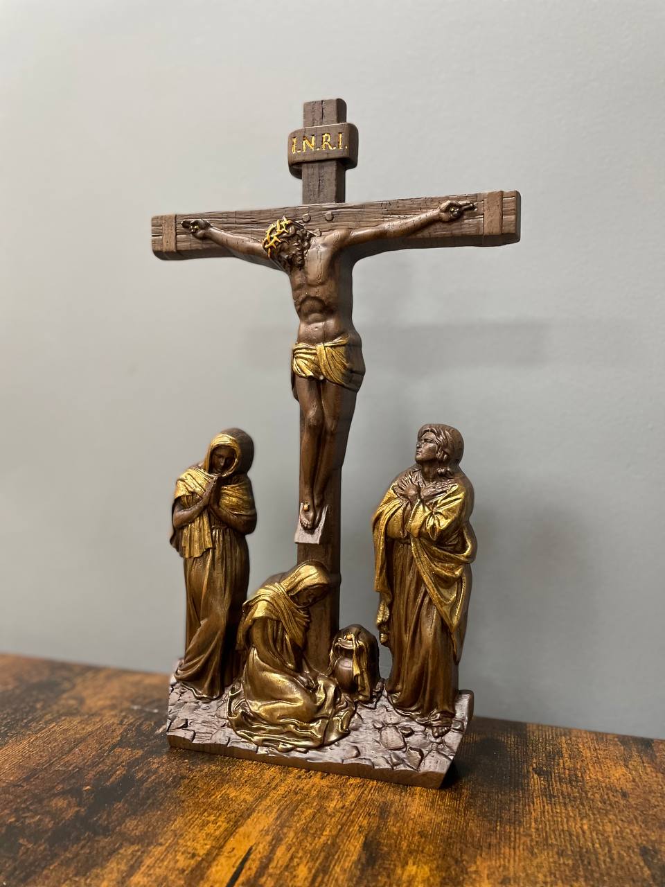 Wall Wooden Carved  Golgotha on the stand - Kozak Work Shop