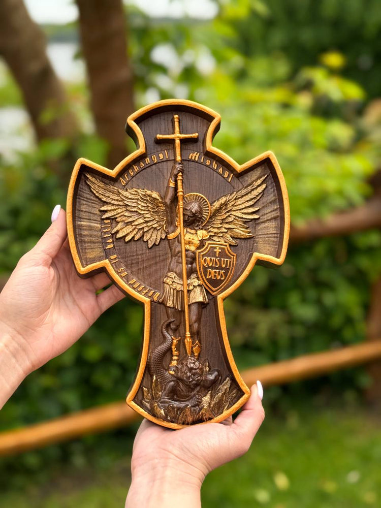 Archangel Michael wooden 3D sculpture - Kozak Work Shop