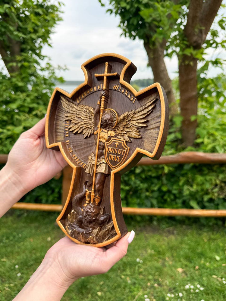 Archangel Michael wooden 3D sculpture - Kozak Work Shop