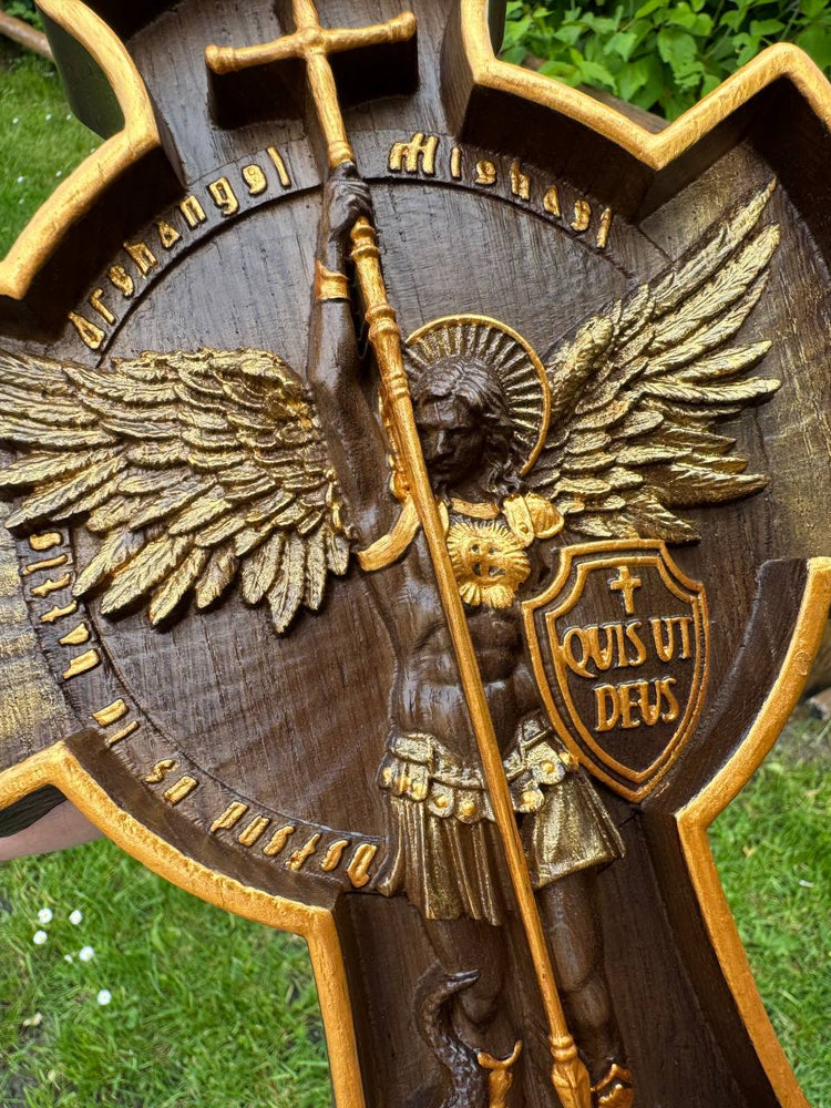 Archangel Michael wooden 3D sculpture - Kozak Work Shop