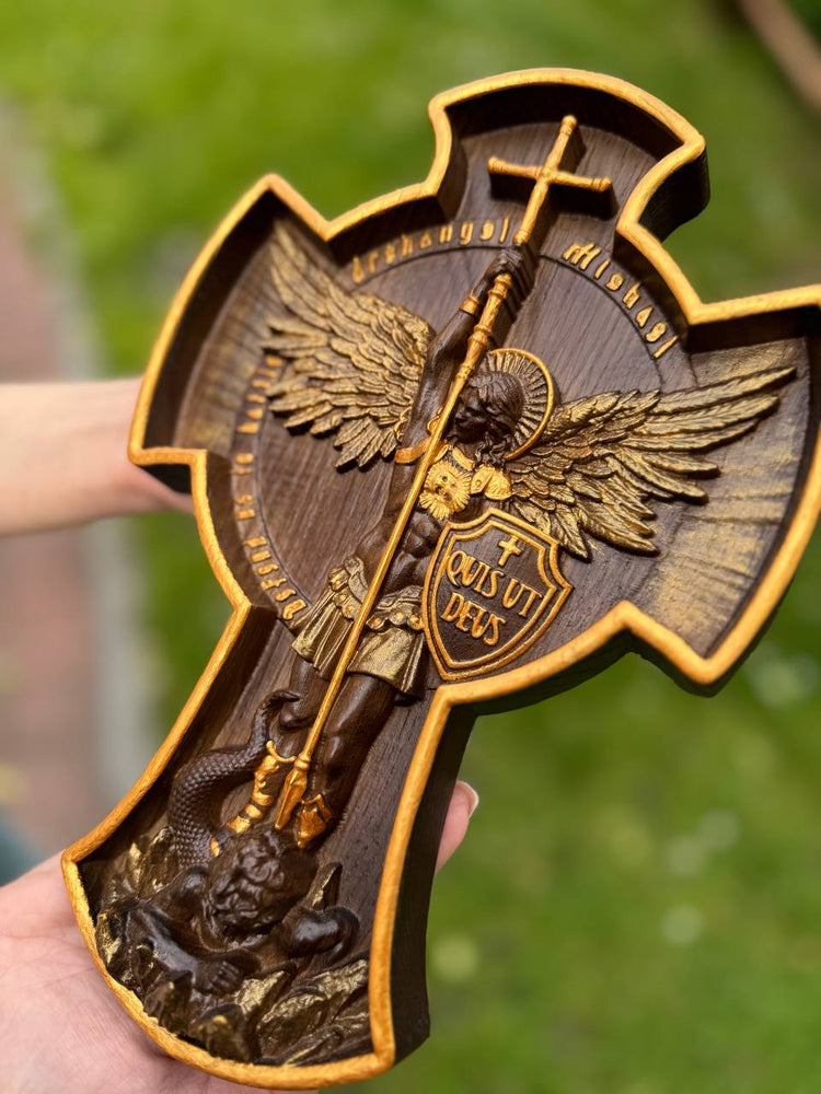 Archangel Michael wooden 3D sculpture - Kozak Work Shop