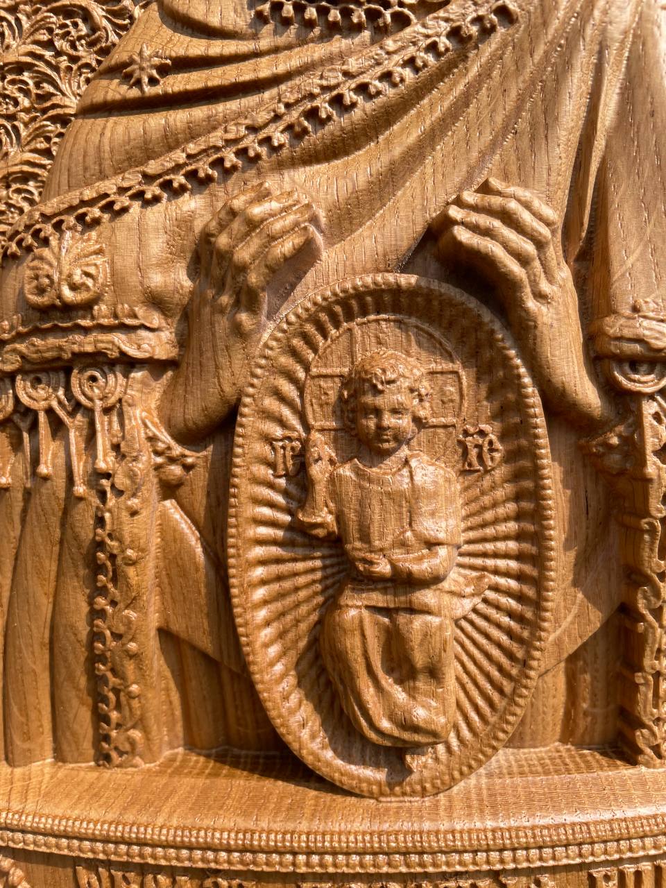 Hand-Carved Wooden Icon – Virgin Mary Birth Attendant - Kozak Work Shop