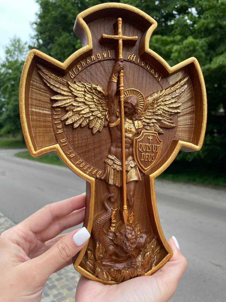 Archangel Michael wooden 3D sculpture - Kozak Work Shop