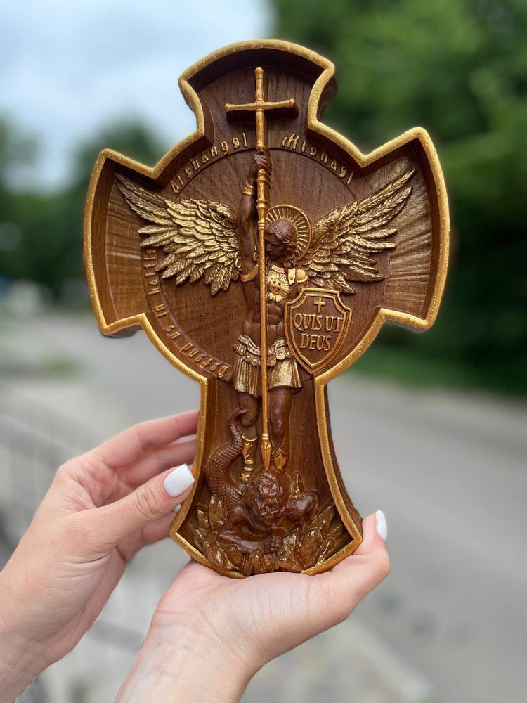 Archangel Michael wooden 3D sculpture - Kozak Work Shop