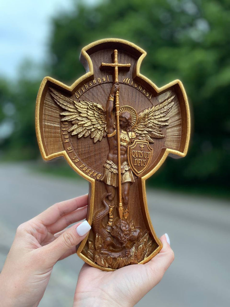 Archangel Michael wooden 3D sculpture - Kozak Work Shop