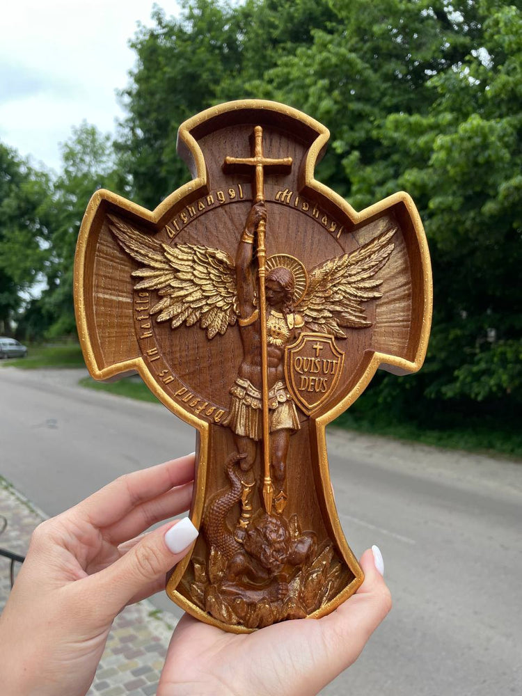 Archangel Michael wooden 3D sculpture - Kozak Work Shop
