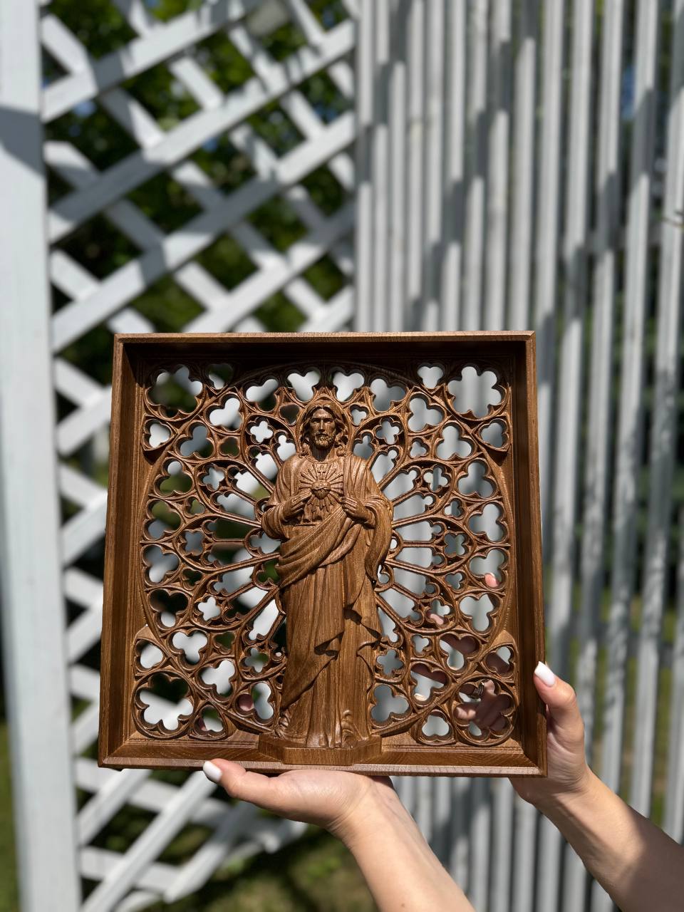 Sacred Heart of Jesus Wooden Statue - Kozak Work Shop