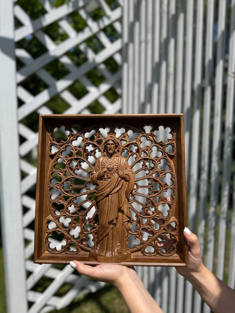 Sacred Heart of Jesus Wooden Statue - Kozak Work Shop