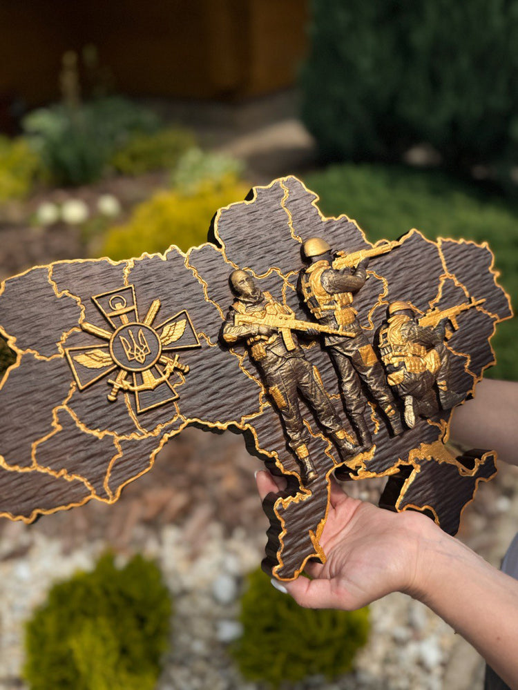 Ukrainian map with Ukrainian solgiers - Kozak Work Shop