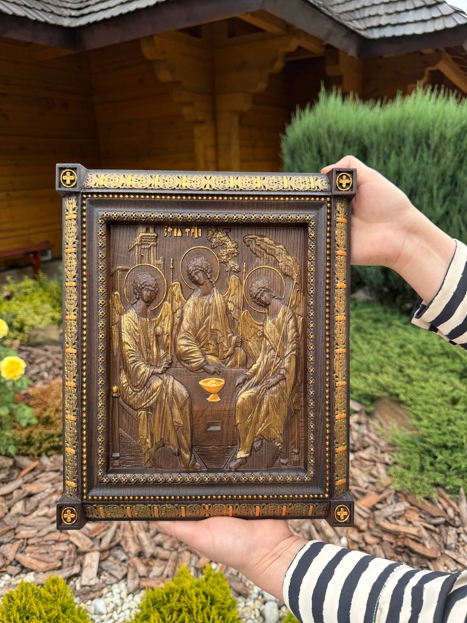 Exquisite Wooden Holy Trinity Icon - Kozak Work Shop