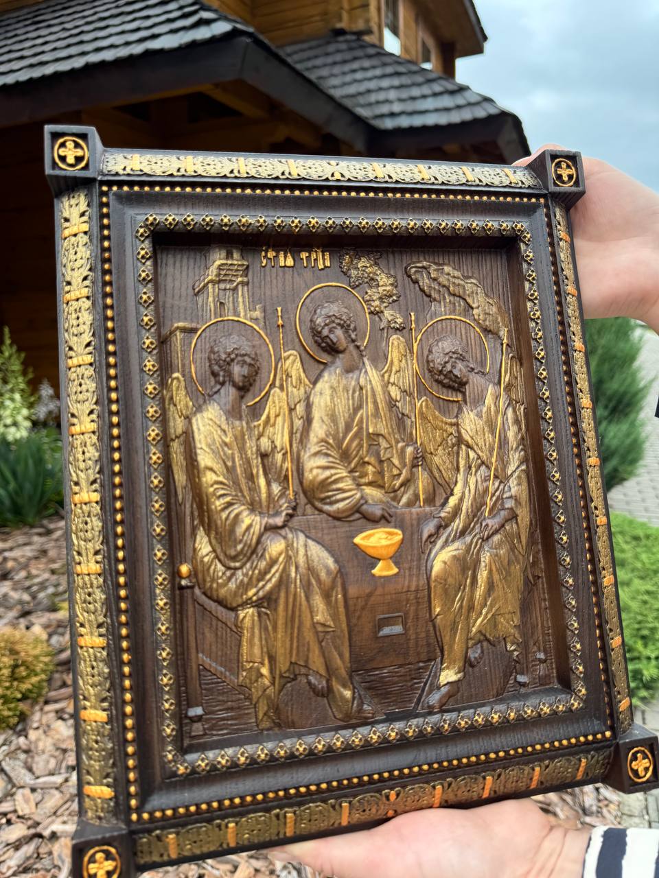 Exquisite Wooden Holy Trinity Icon - Kozak Work Shop