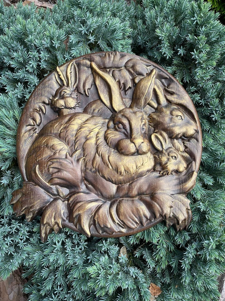 Hare Wooden Carved Plaque - Kozak Work Shop