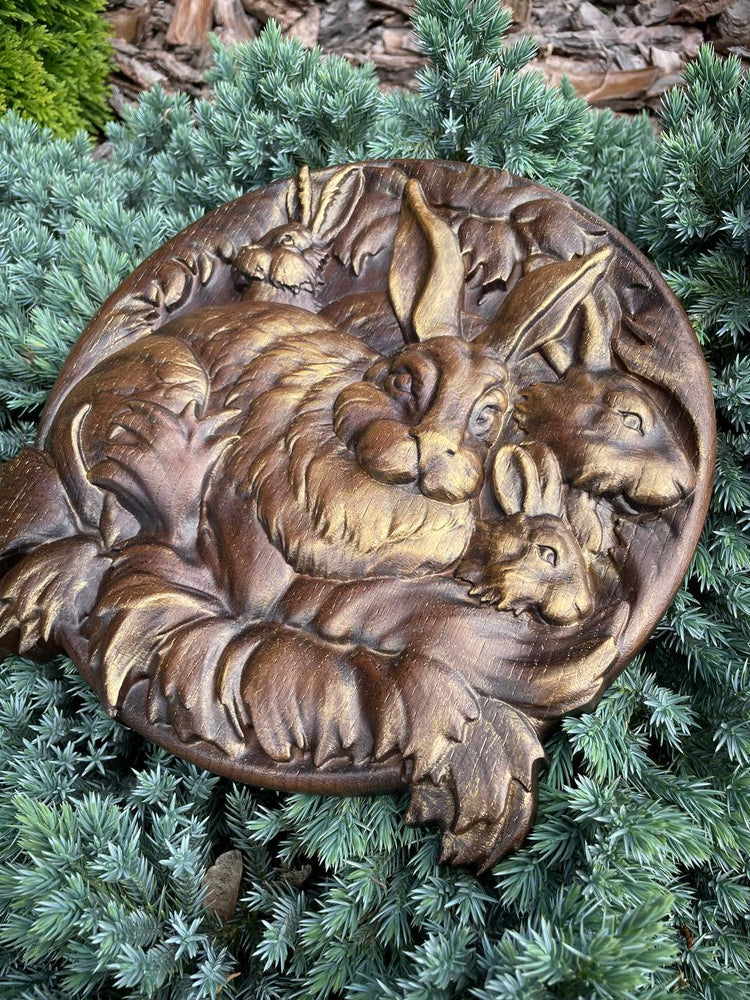 Hare Wooden Carved Plaque - Kozak Work Shop
