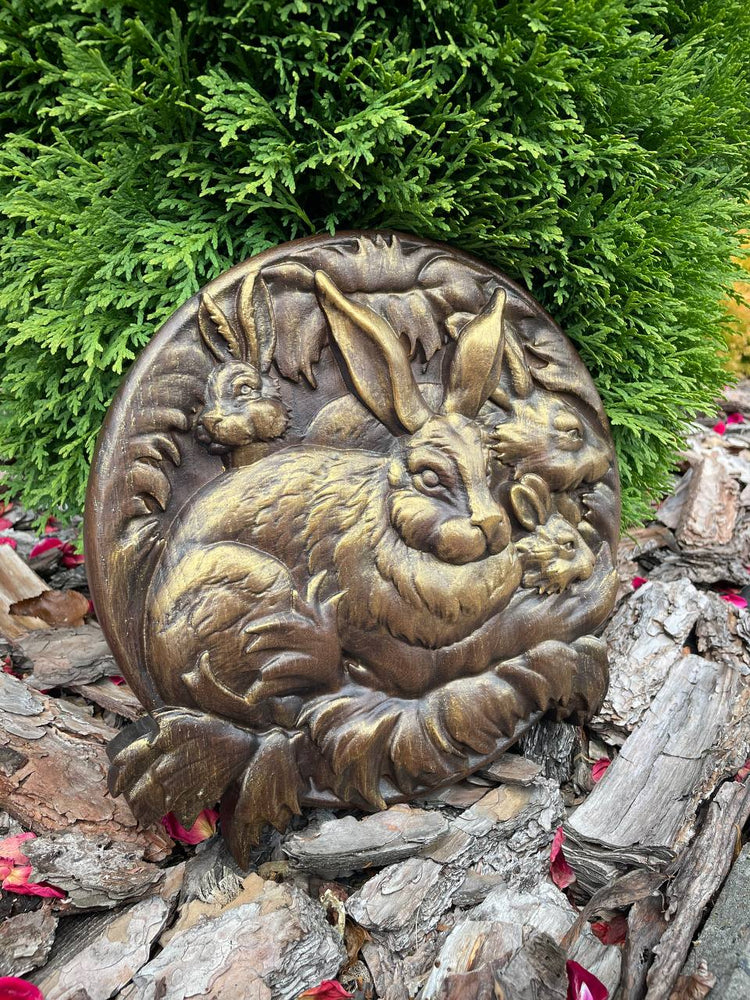 Hare Wooden Carved Plaque - Kozak Work Shop