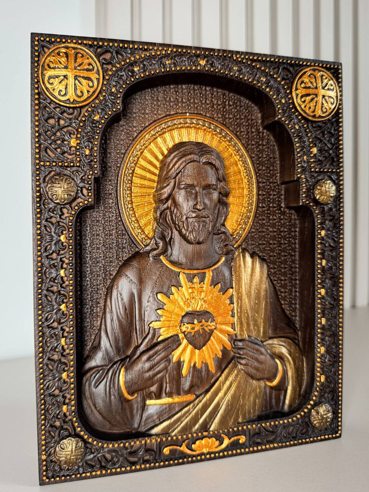 Sacred Heart of Jesus Wooden icon - Kozak Work Shop