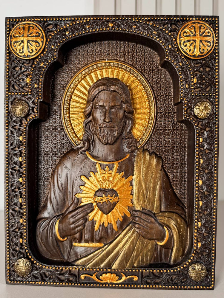 Sacred Heart of Jesus Wooden icon - Kozak Work Shop