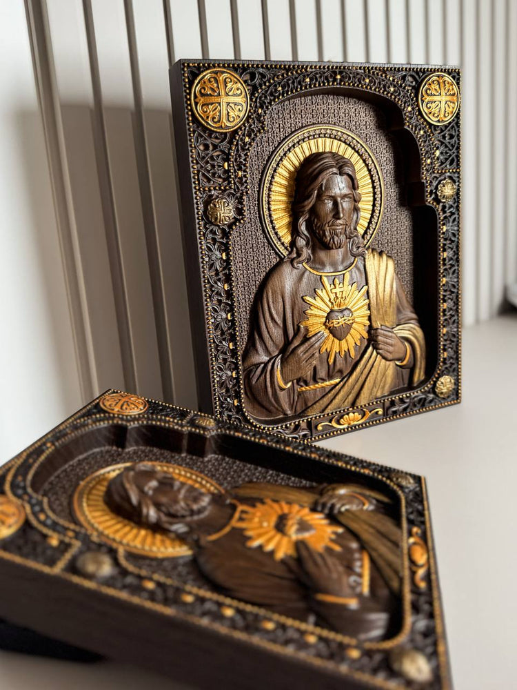 Sacred Heart of Jesus Wooden icon - Kozak Work Shop