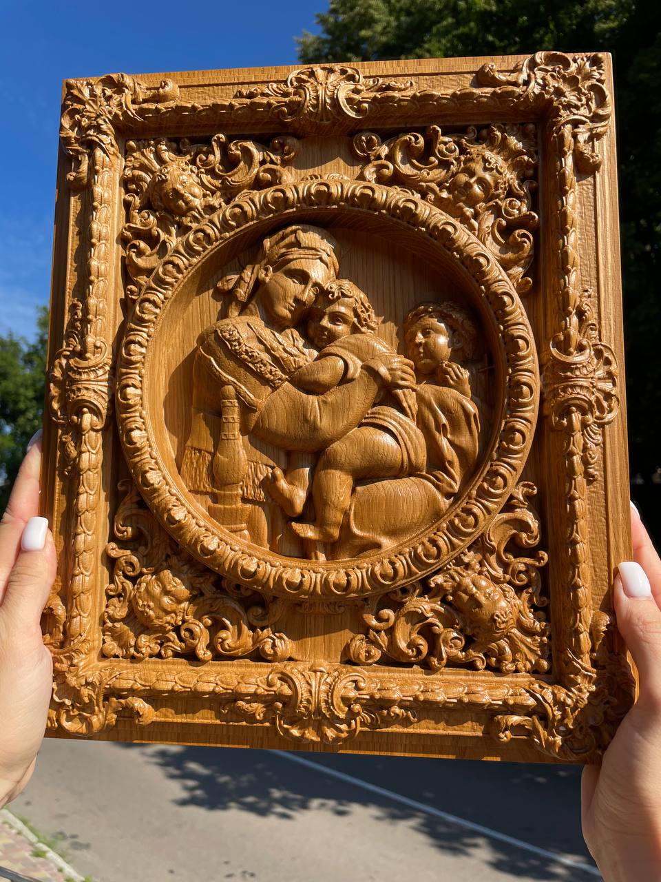 Madonna on the Chair by Raphael Wooden Picture - Kozak Work Shop