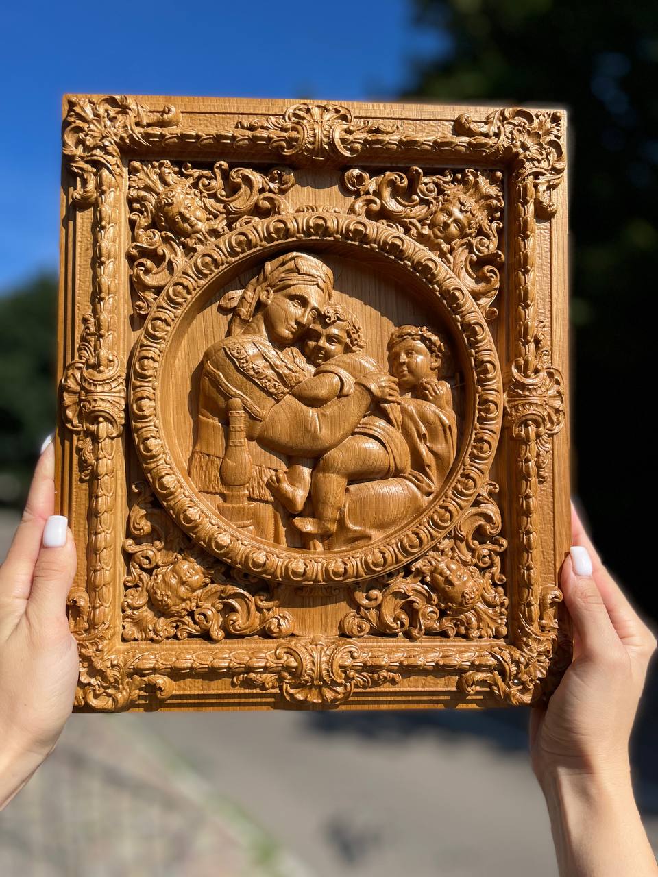 Madonna on the Chair by Raphael Wooden Picture - Kozak Work Shop