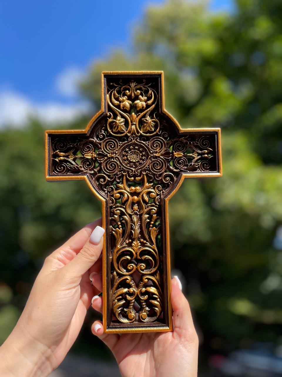 Wall cross Wooden religious home decor - Kozak Work Shop