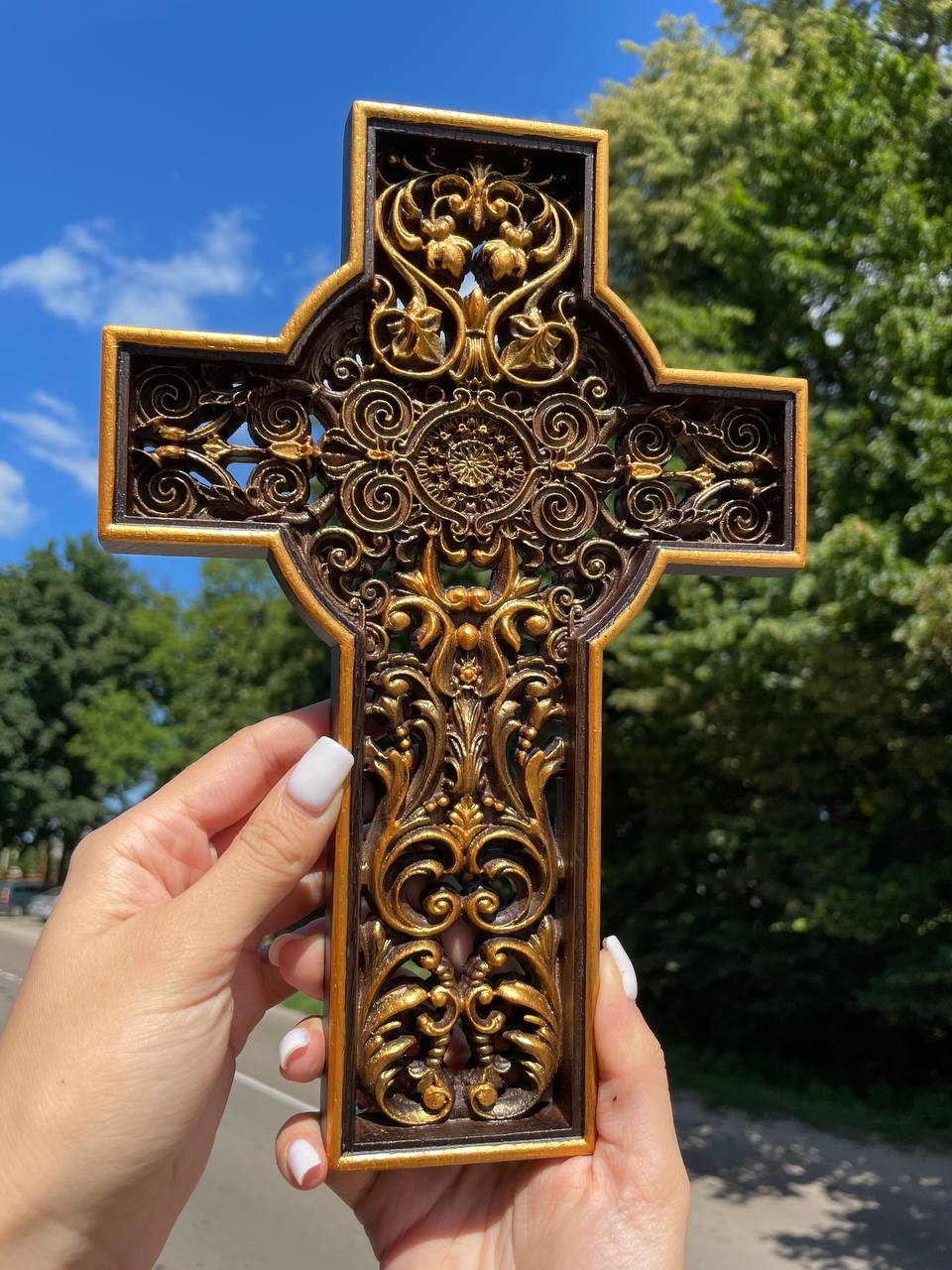 Wall cross Wooden religious home decor - Kozak Work Shop