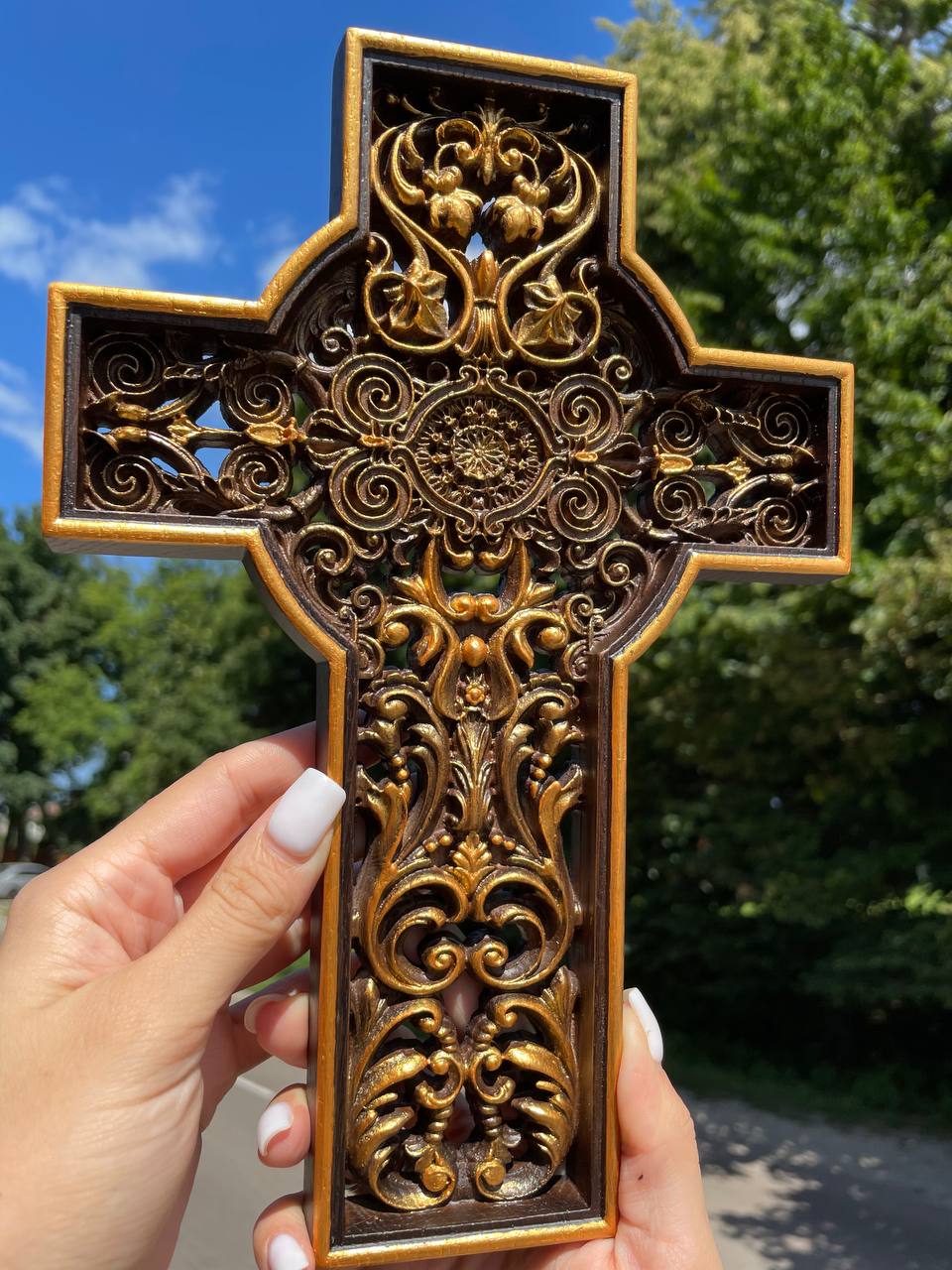 Wall cross Wooden religious home decor - Kozak Work Shop