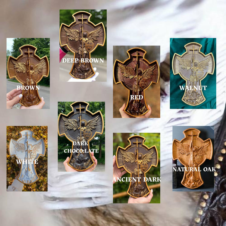 Archangel Michael wooden 3D sculpture - Kozak Work Shop
