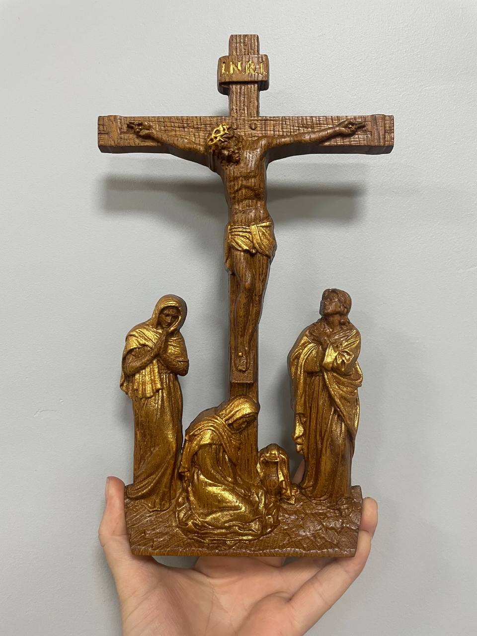 Wall Wooden Carved  Golgotha on the stand - Kozak Work Shop