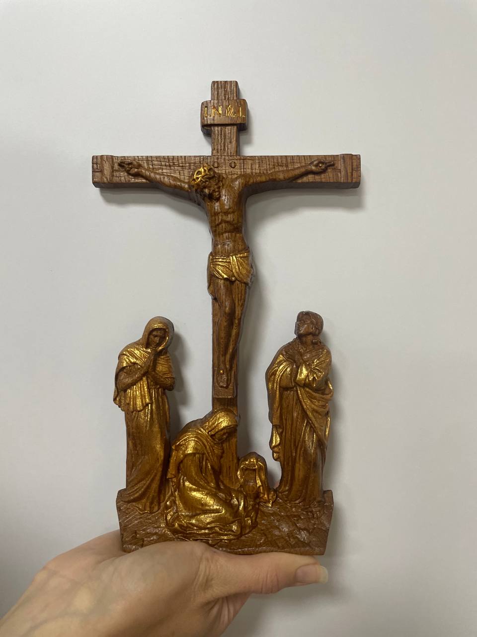 Wall Wooden Carved  Golgotha on the stand - Kozak Work Shop