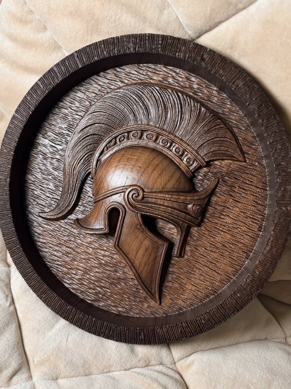 Greek Helmet Wooden Plaque - Kozak Work Shop