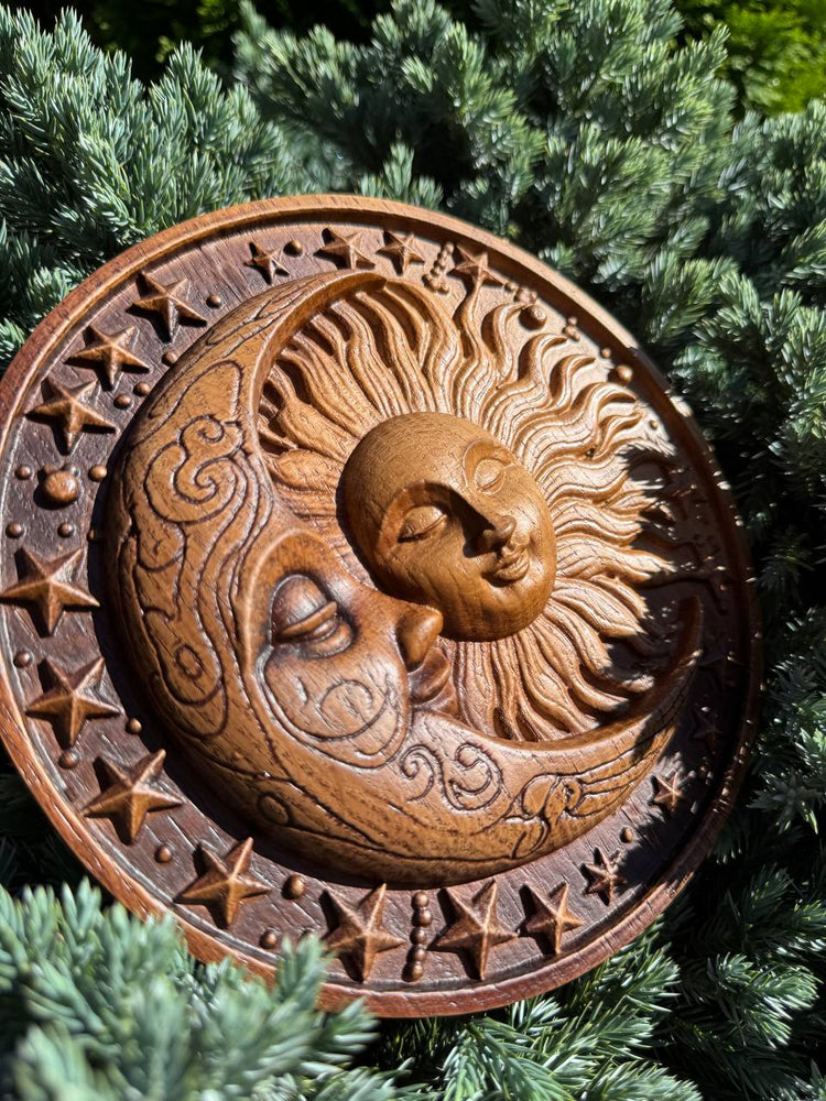 Moon and Sun Wooden Wall Art - Kozak Work Shop