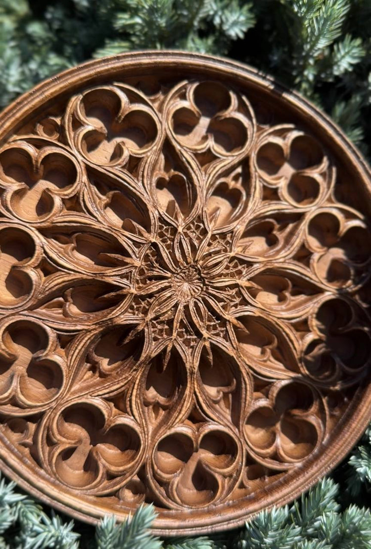 Floral Wood Carving Wall Art - Kozak Work Shop