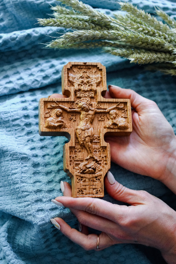 Wall Wooden Carved Catholic Crucifix