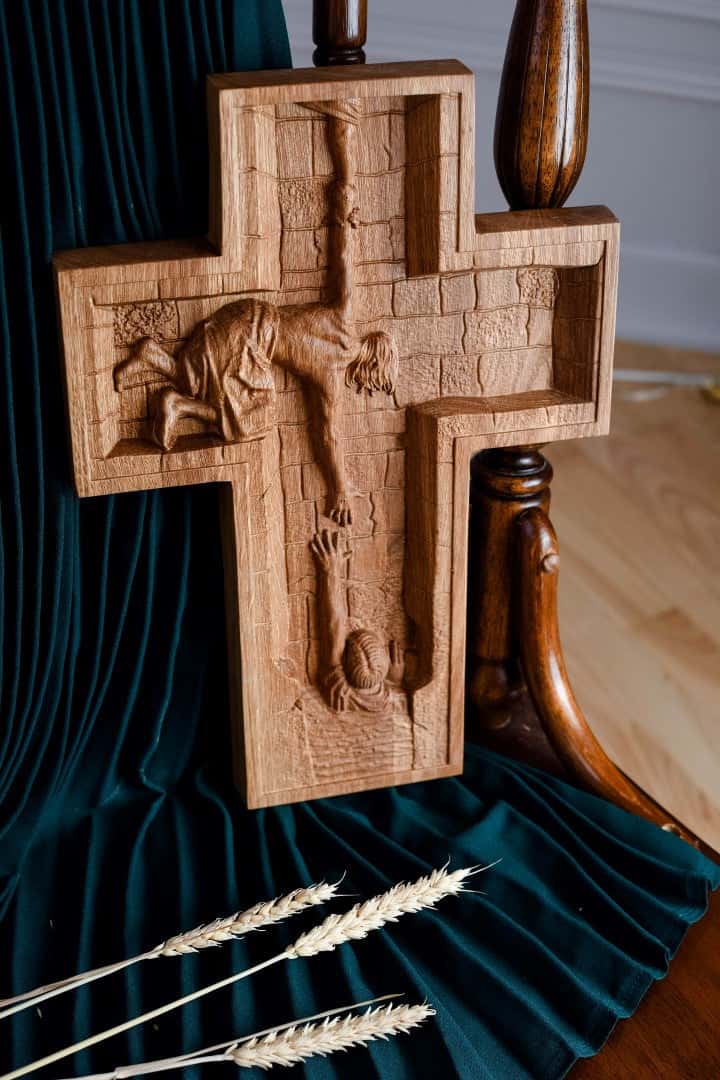 Savior Jesus Wooden Cross - Kozak Work Shop