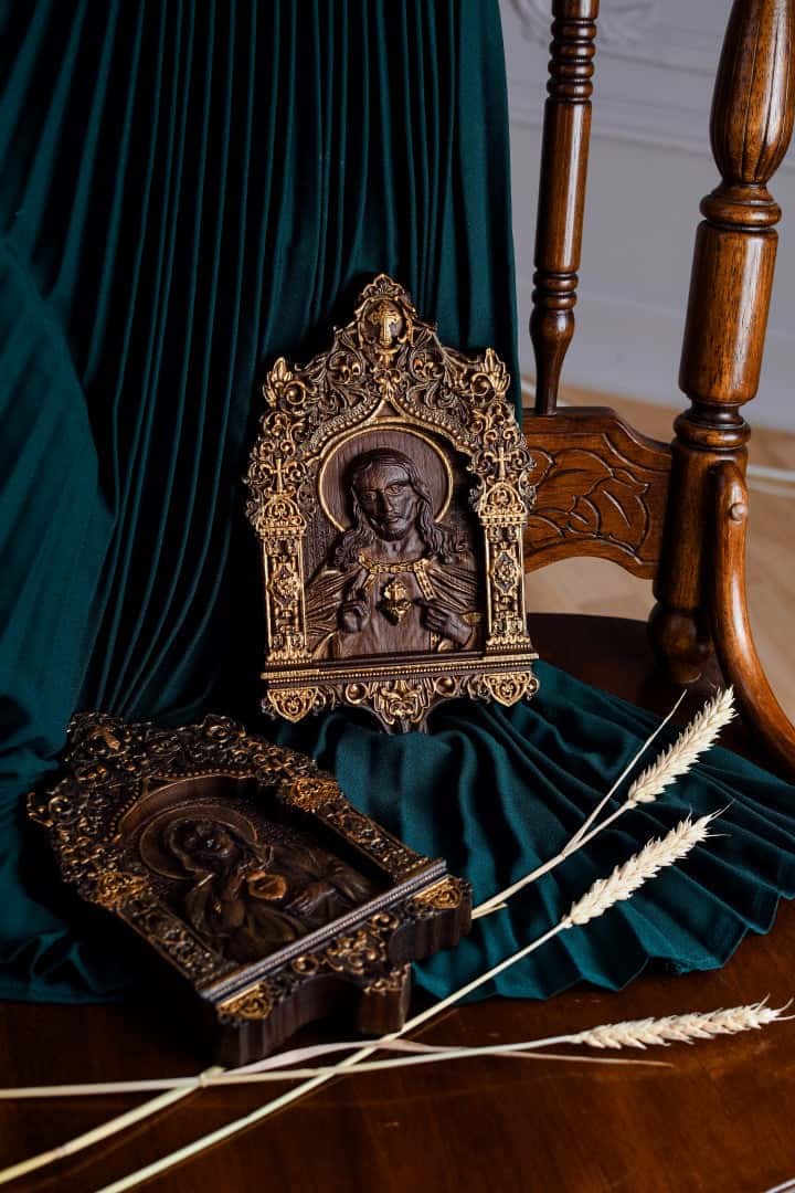 Sacred Heart of Jesus Wooden icon Baroque - Kozak Work Shop