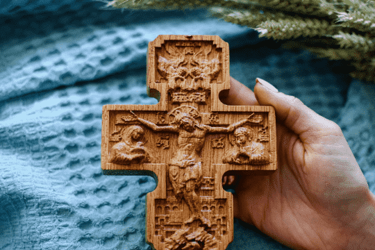 Wall Wooden Carved Catholic Crucifix - Kozak Work Shop