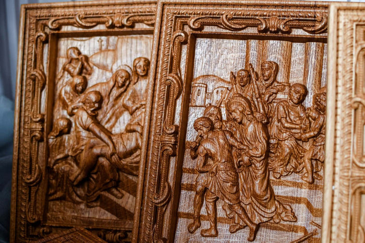 A Set of fourteen Stations of the Cross - Kozak Work Shop
