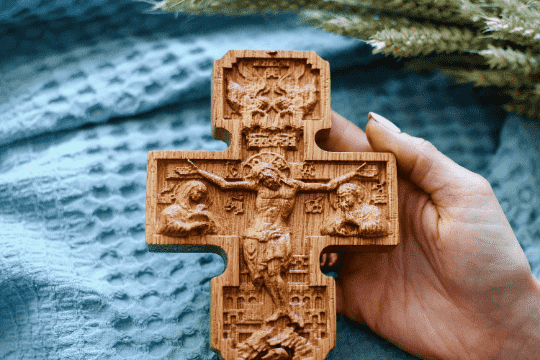 Wall Wooden Carved Catholic Crucifix - Kozak Work Shop