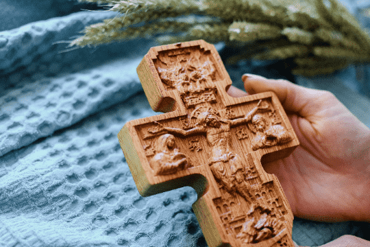 Wall Wooden Carved Catholic Crucifix - Kozak Work Shop