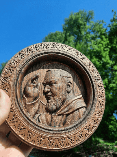 Padre Pio Wooden Sculpure - Kozak Work Shop