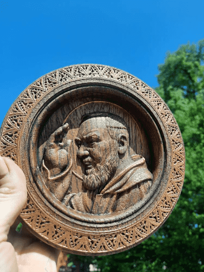 Padre Pio Wooden Sculpure - Kozak Work Shop