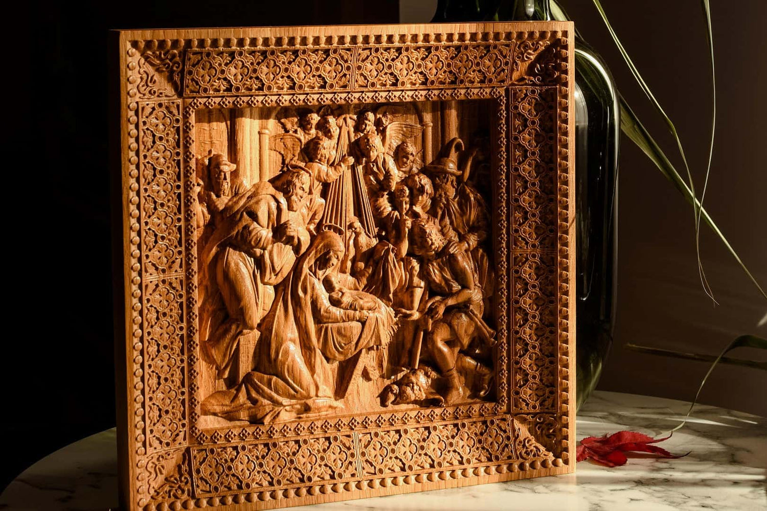 Nativity Wooden Bas Relief Squared - Kozak Work Shop