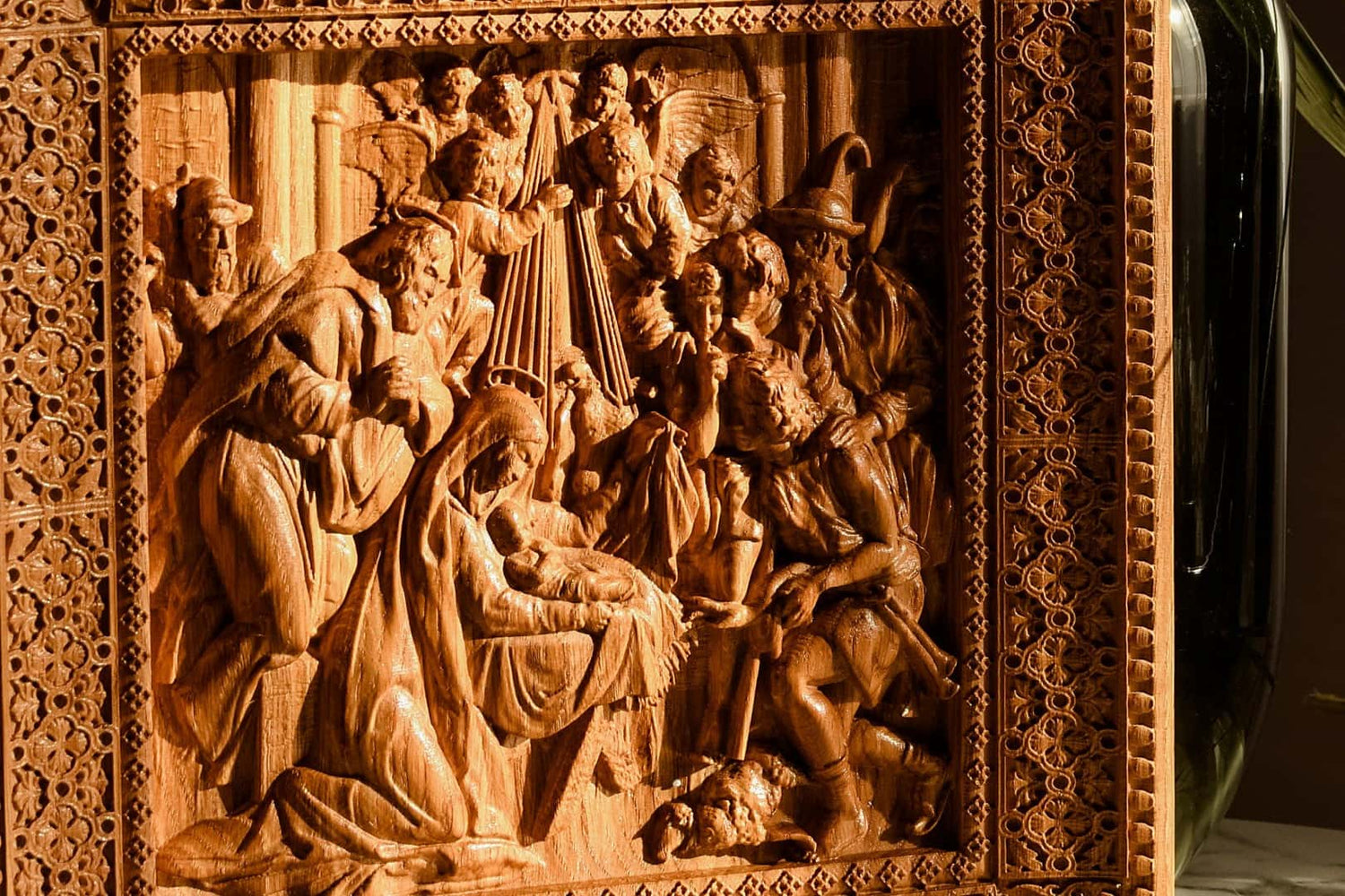 Nativity Wooden Bas Relief Squared - Kozak Work Shop