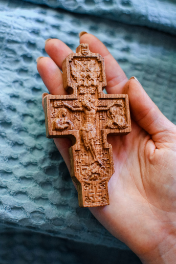 Pectoral Catholic wooden Cross 4 inches